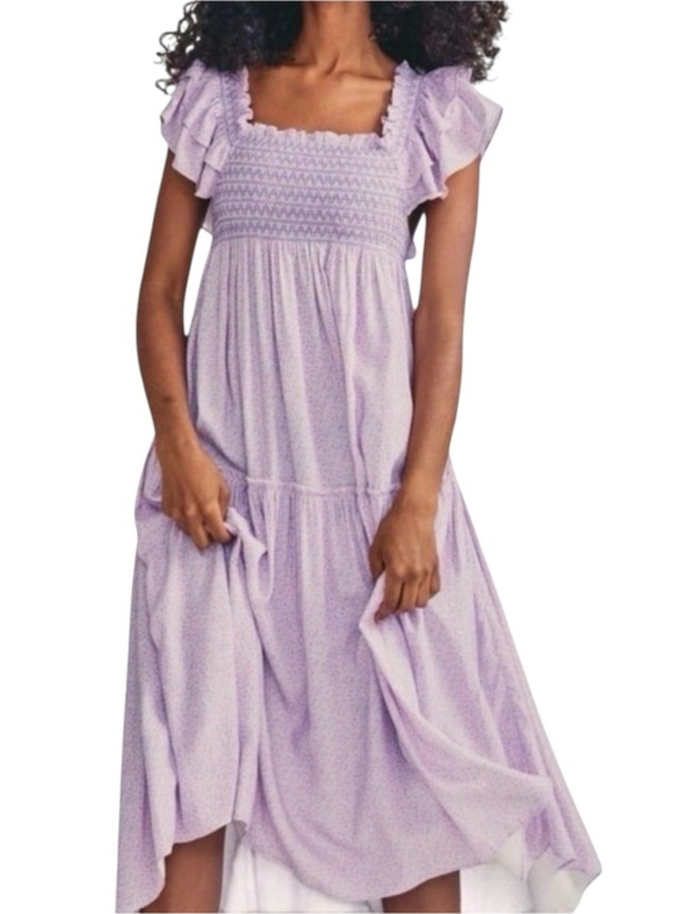LoveShackFancy Burnley Maxi Dress XS Lavender Floral Prairie Romantic Cottage